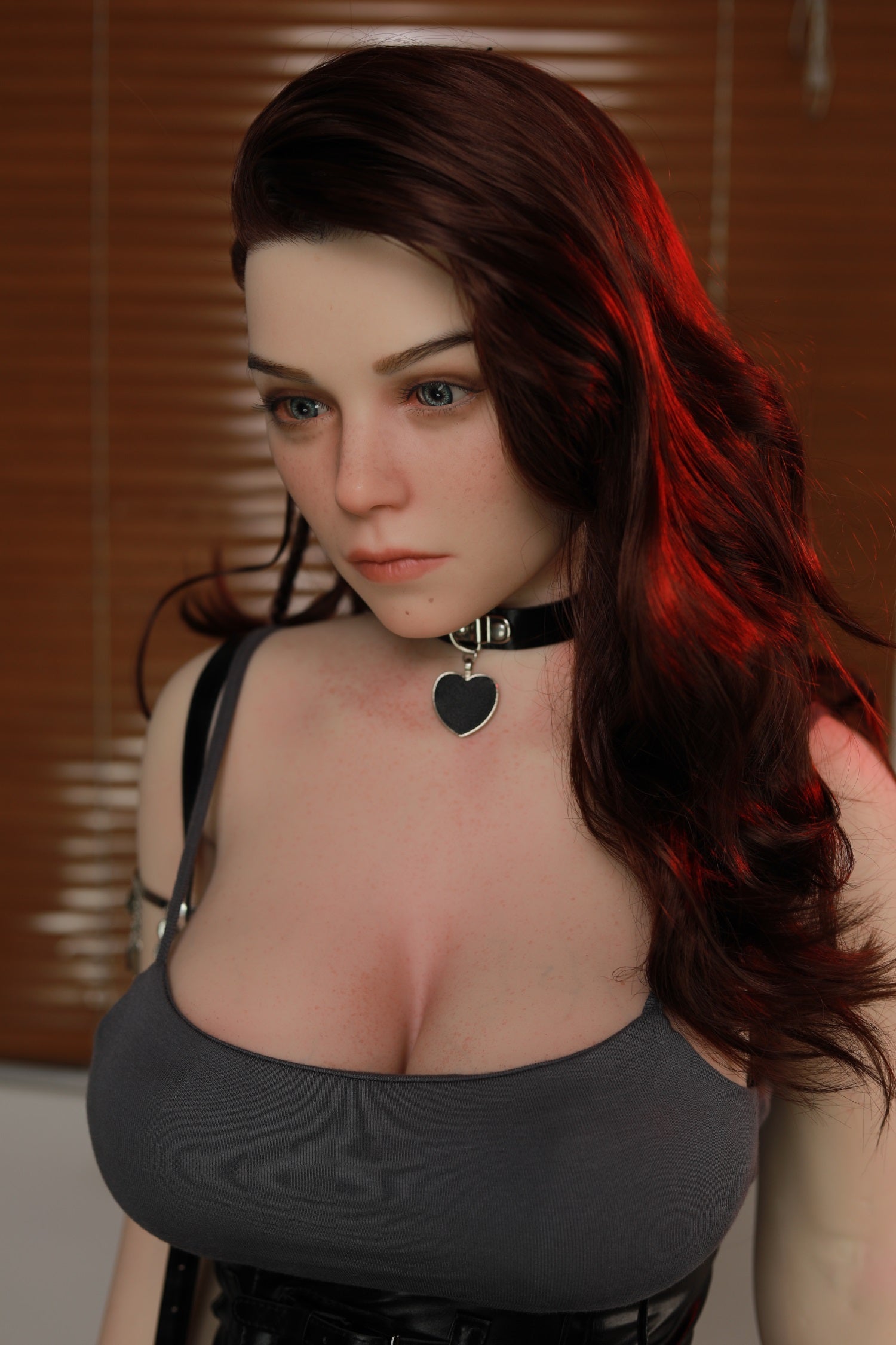 168cm Big Boobs Claret Curly Hair Adult Platinum Silicone Sex Doll - Miher IDATEDOLL
