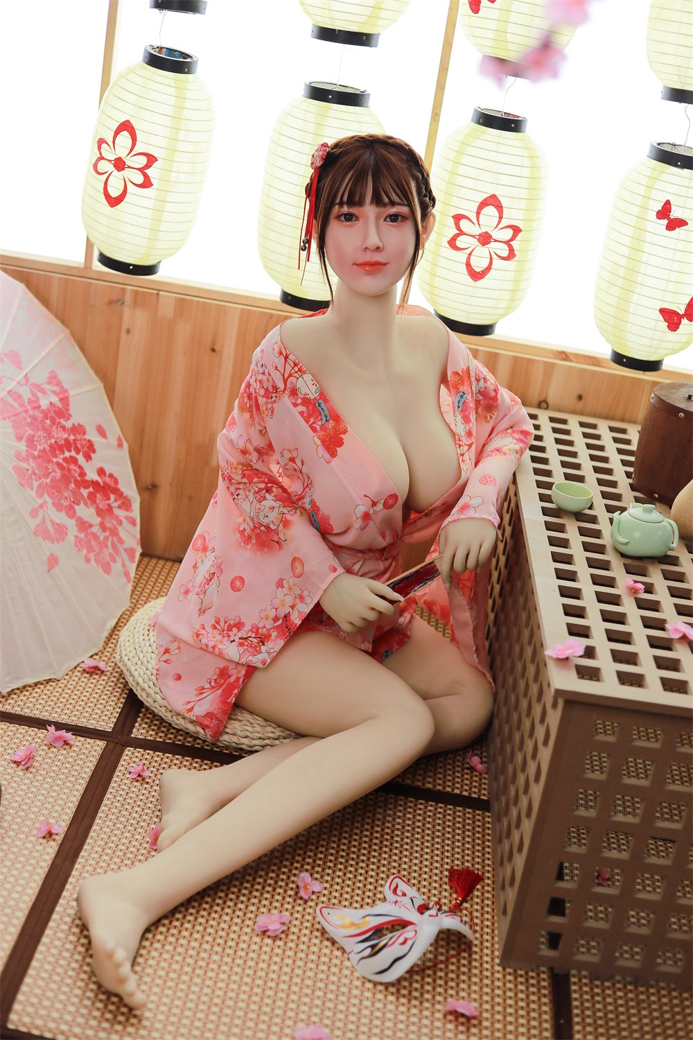 170CM Japanese Big Breast Blonde Silicone Head+ TPE Body Adult Love Sex Doll -Yaji IDATEDOLL