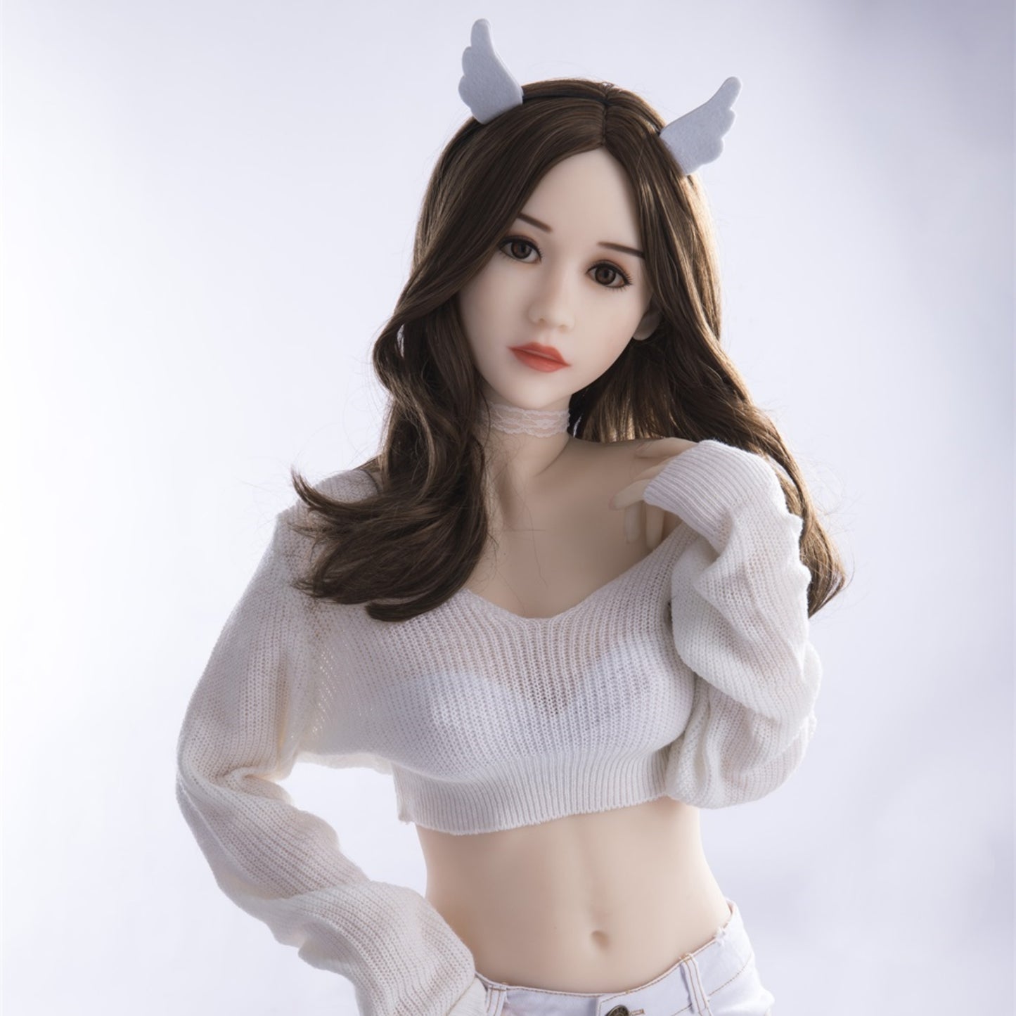 US Stocked 163CM Black eyes brown long hair sex love fun doll-LiuXiaoxue
