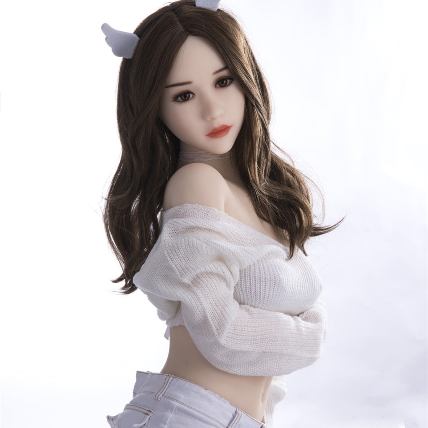 US Stocked 163CM Black eyes brown long hair sex love fun doll-LiuXiaoxue