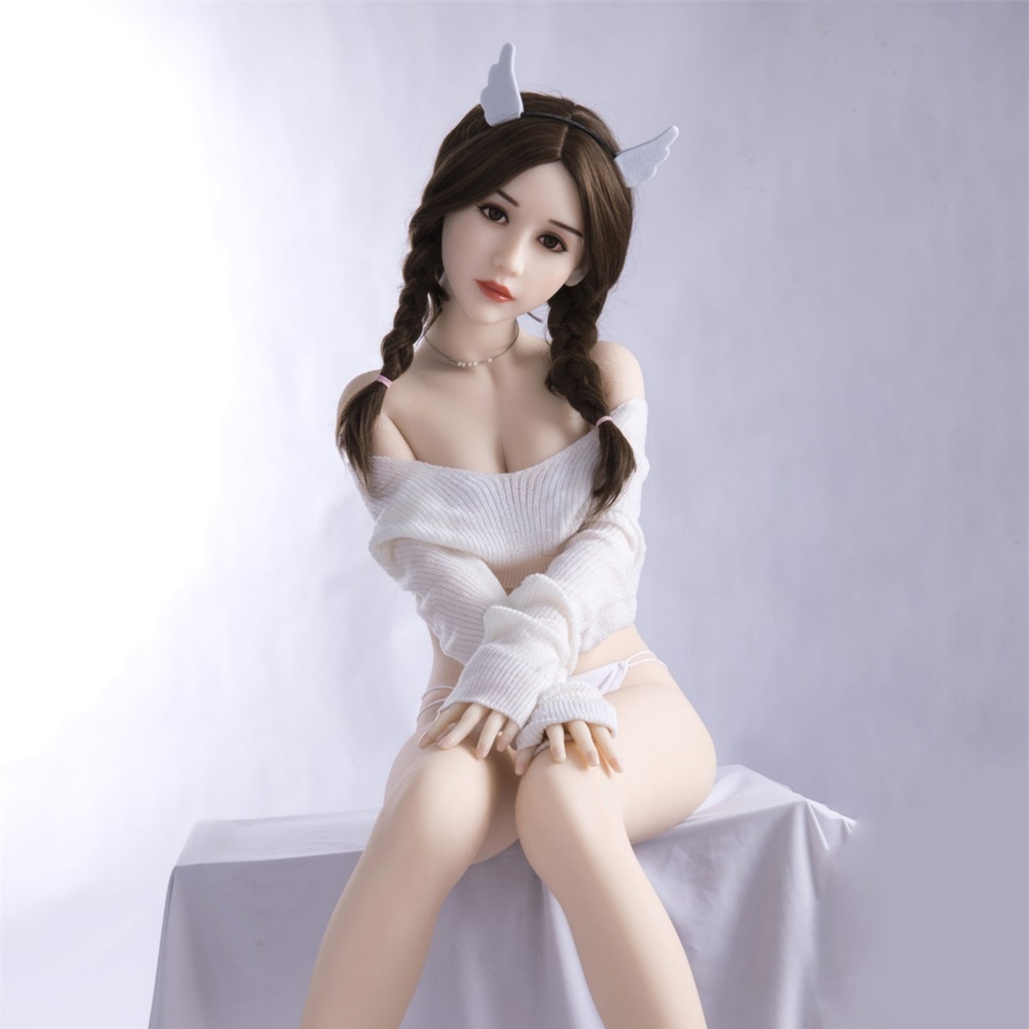 US Stocked 163CM Black eyes brown long hair sex love fun doll-LiuXiaoxue