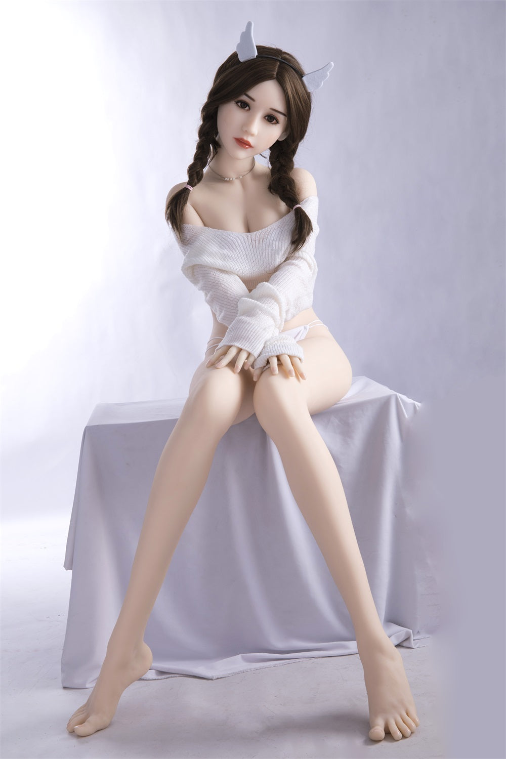 US Stocked 163CM Black eyes brown long hair sex love fun doll-LiuXiaoxue
