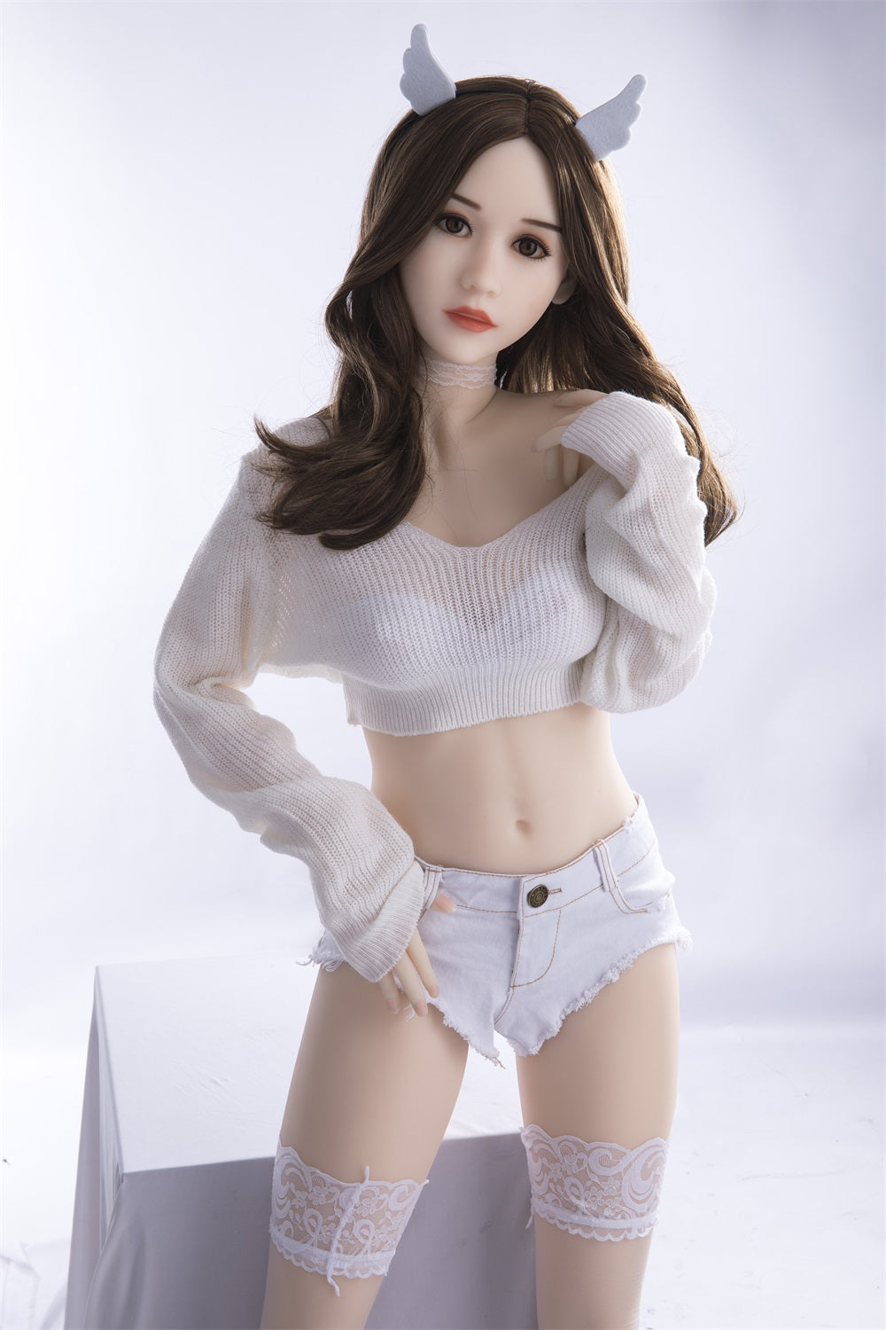 US Stocked 163CM Black eyes brown long hair sex love fun doll-LiuXiaoxue