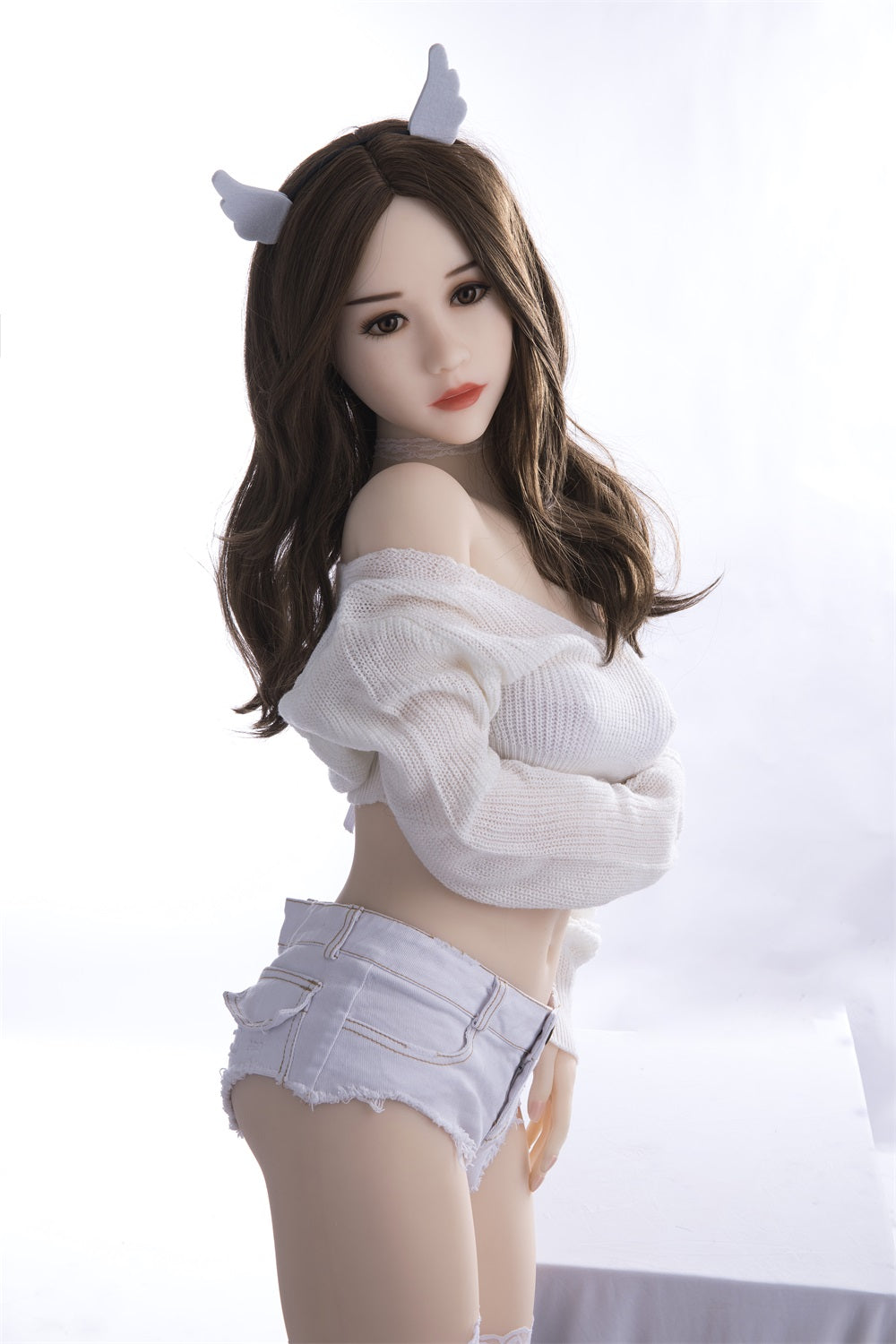 US Stocked 163CM Black eyes brown long hair sex love fun doll-LiuXiaoxue
